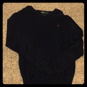 XL Navy blue polo sweater with red logo